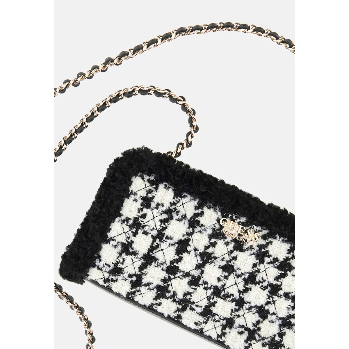 Mini Sac À Bandoulière Cristi Pied-De-Poule noir multi, GUESS