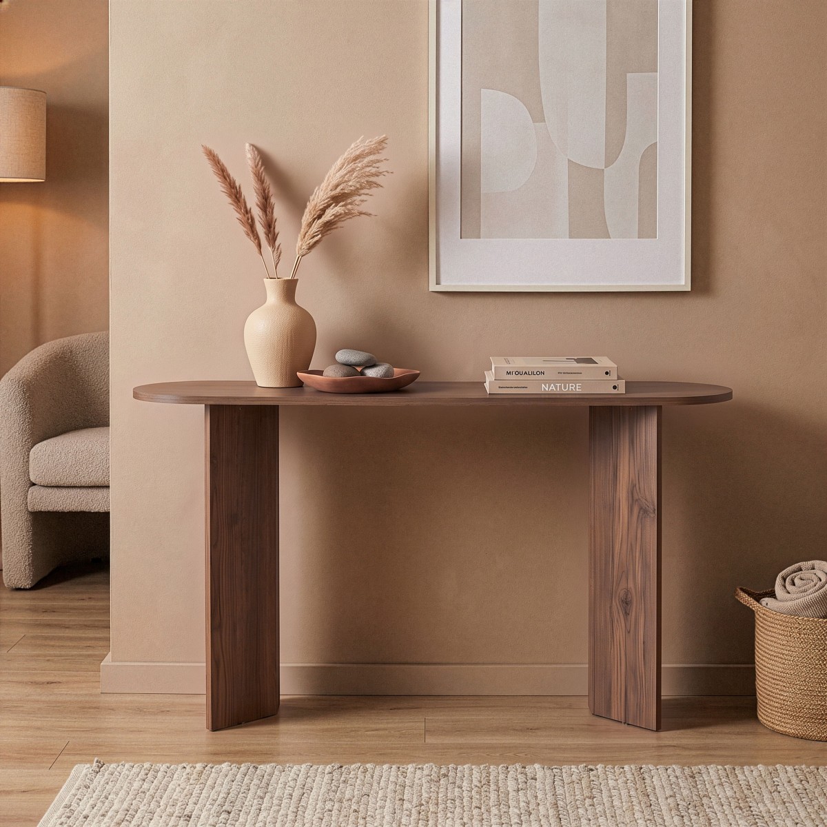 Console avec deux pieds L150 cm - SIRA chêne, CALICOSY