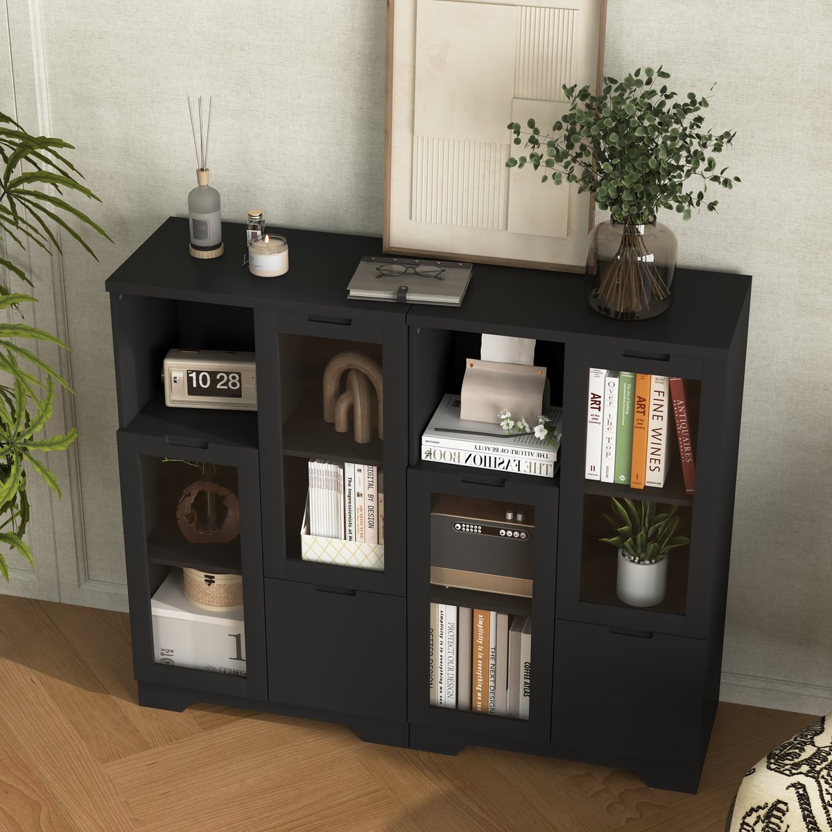 Armoire de rangement, BROOKLYN noir, MEUBLES COSY