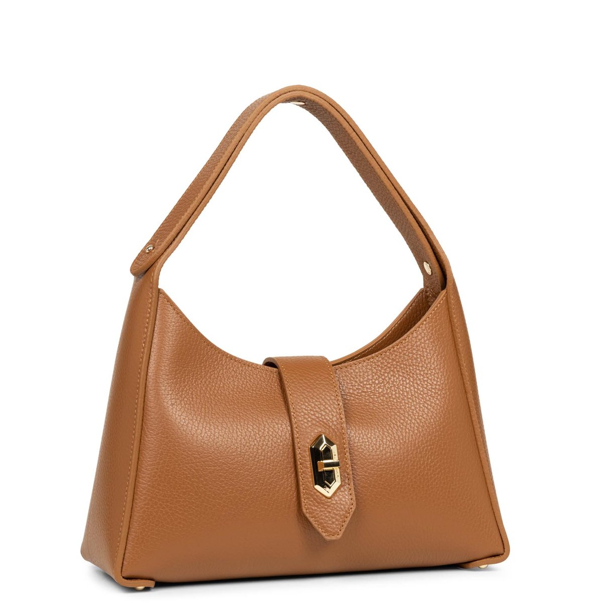 Sac hobo, Made in France TOP DOUBLE camel - in - orange, LANCASTER