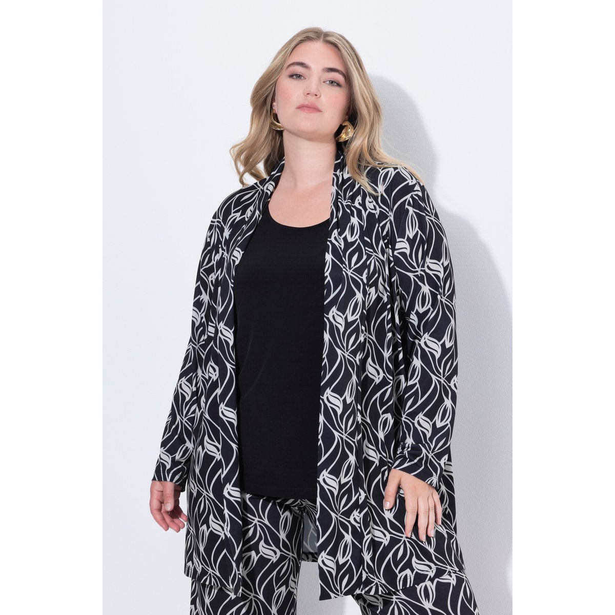 Veste en jersey à col châle, coupe évasée noir, ULLA POPKEN