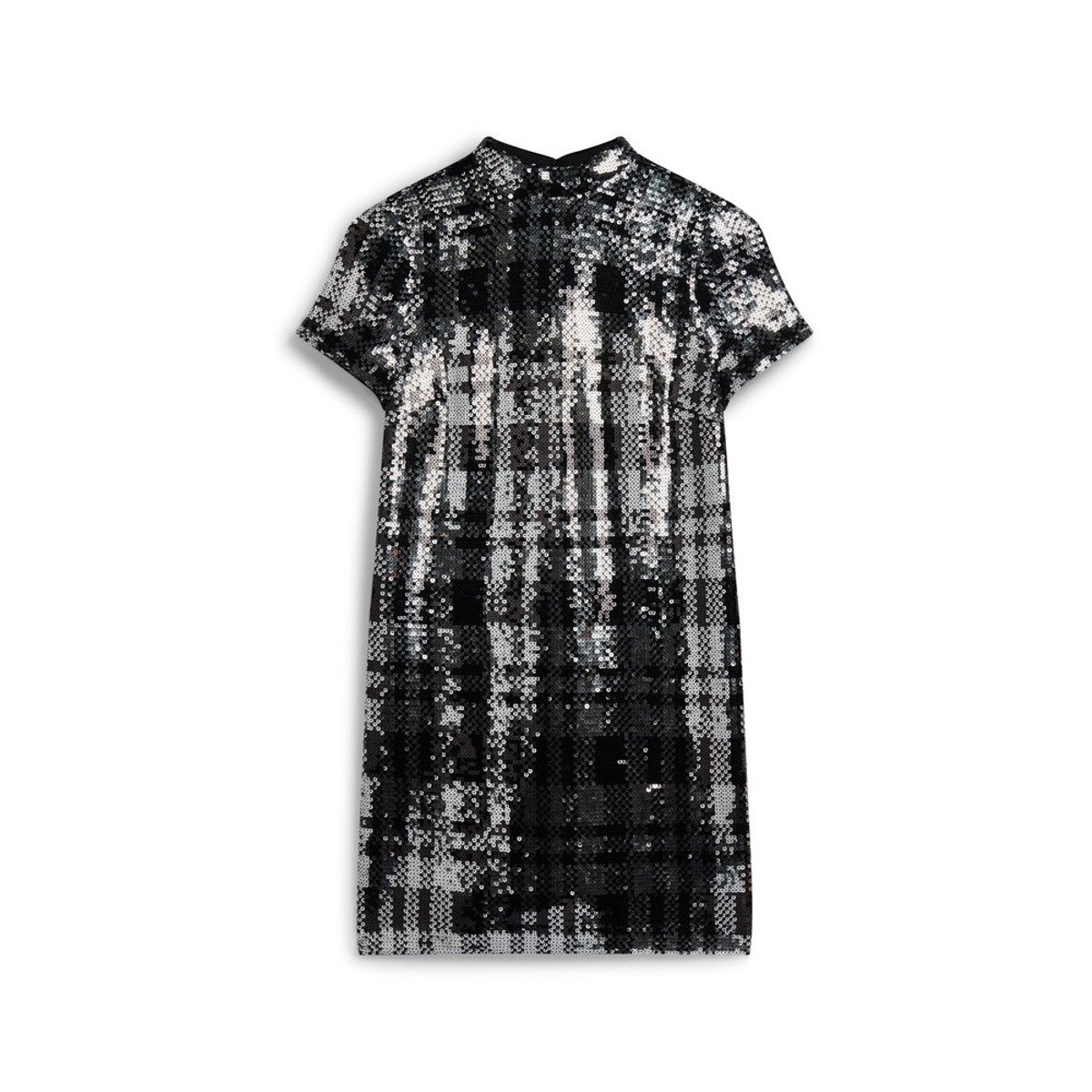 Robe t-shirt à sequins et col montant sequins en damier, SUPERDRY