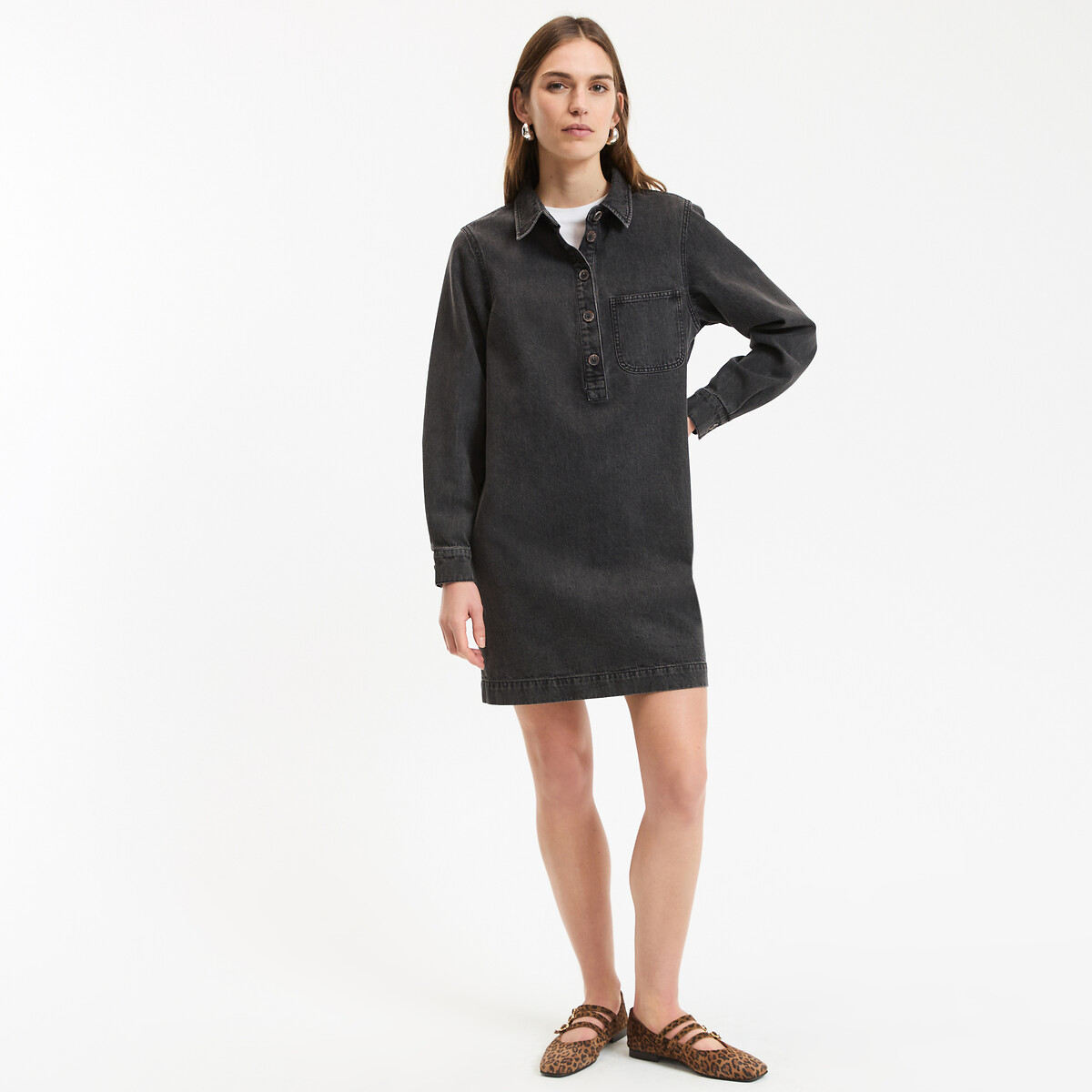 Robe courte en denim, Signature ALBANE noir délavé, LA REDOUTE COLLECTIONS
