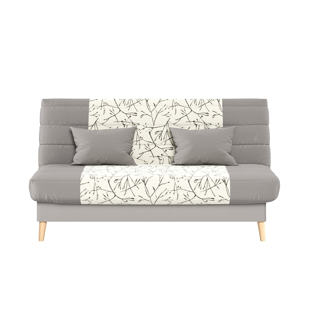 Banquette convertible SOHO clic clac, couchage 130 x 190 avec rangement intégré + 2 coussins OFFERTS, Beige à motifs beige à motifs, RELAXIMA