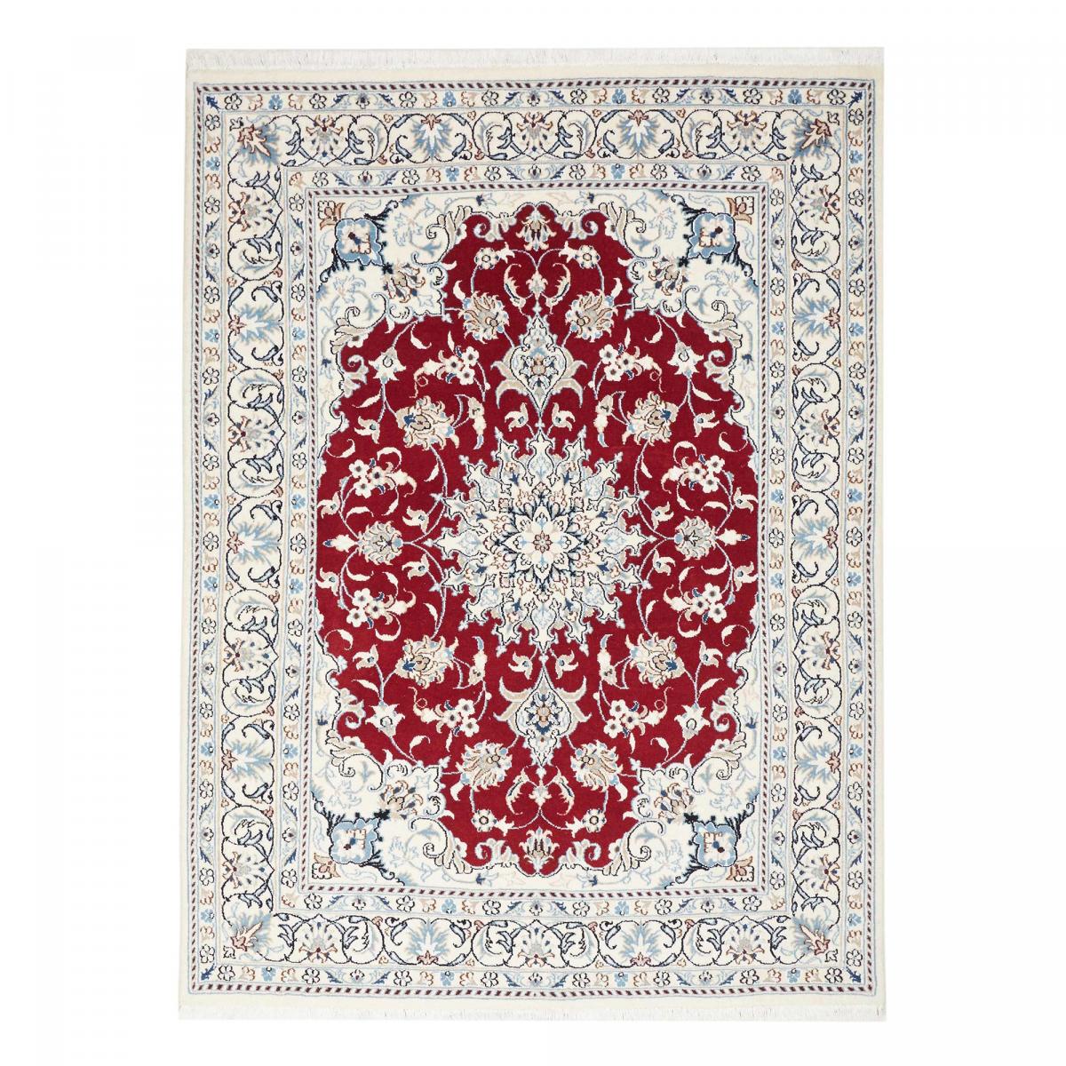 Tapis d'orient, motif oriental, noué main, NAIN 8 rouge, bleu, crème, UN AMOUR DE TAPIS