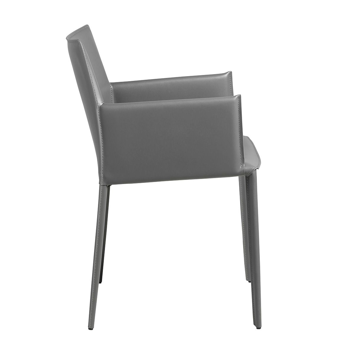 Fauteuil en cuir avec accoudoirs, Solène gris foncé, ZAGO