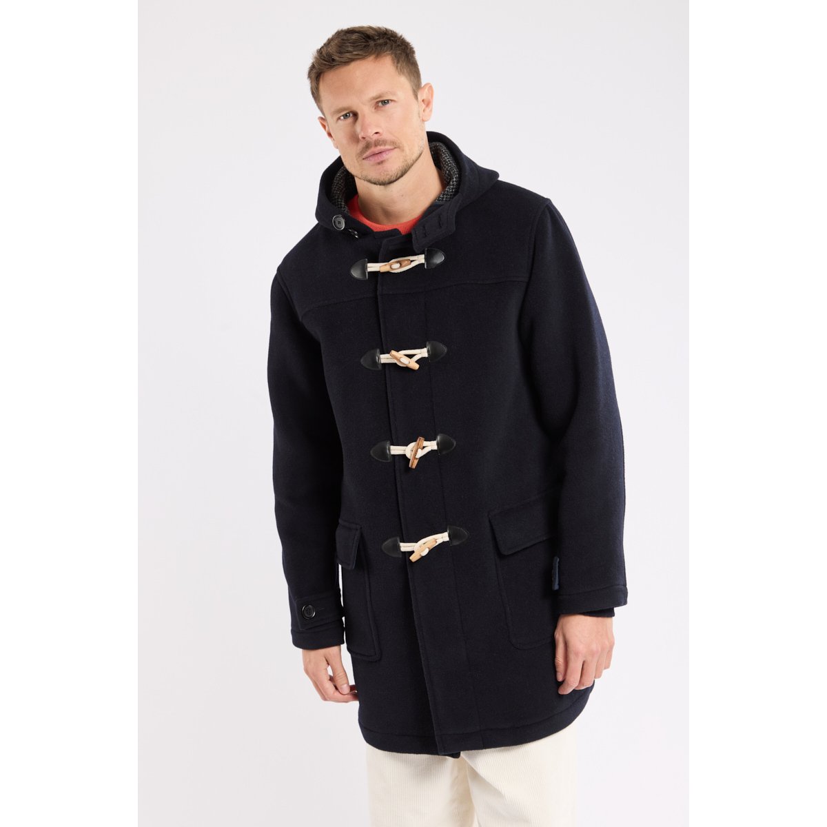 Duffle-coat Héritage en laine MARTIN rich navy/ micro motif gri, ARMOR-LUX