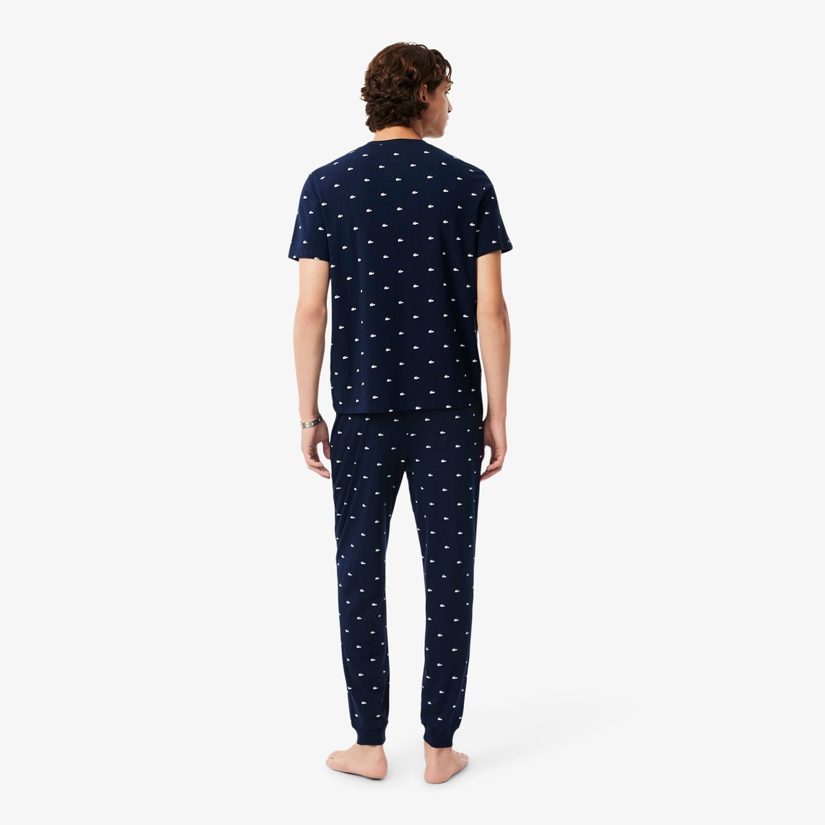 Pantalon pyjama coton imprimé bleu-525, LACOSTE