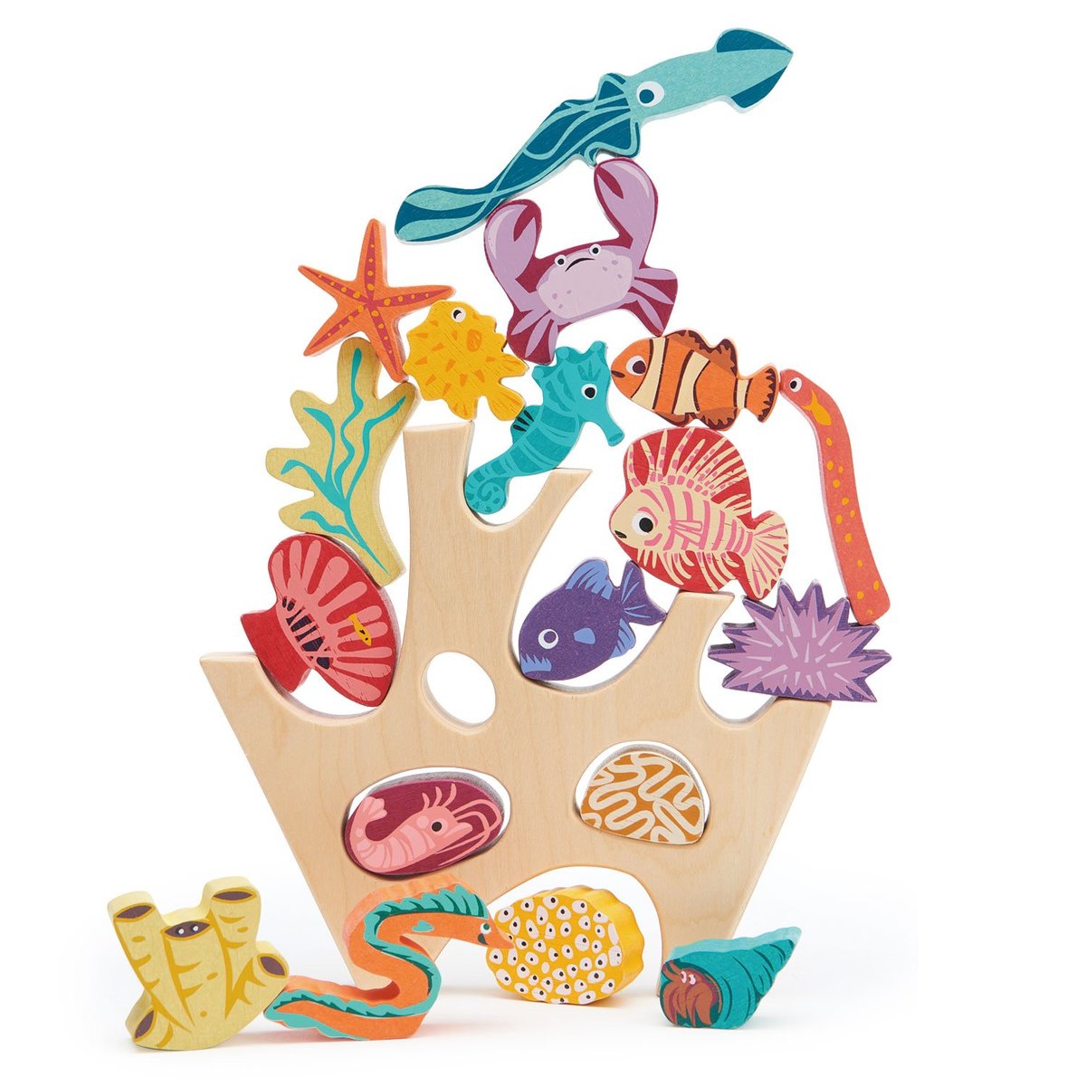 Récif de corail à empiler beige, bleu, violet, TENDER LEAF TOYS