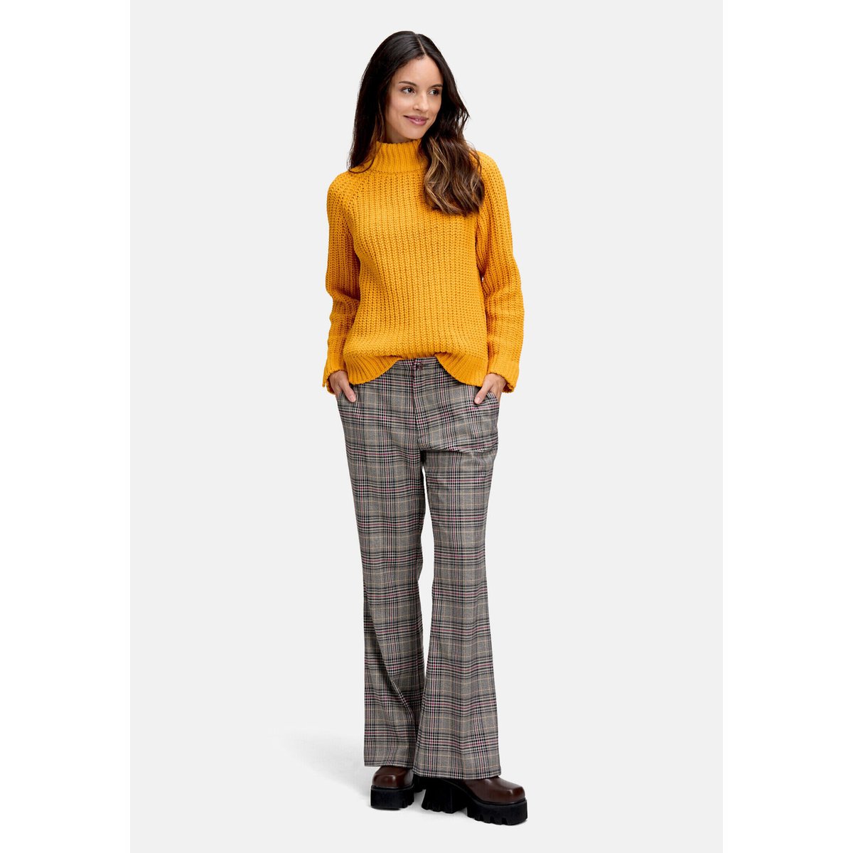 Pull-over en maille à col droit golden orange, CARTOON