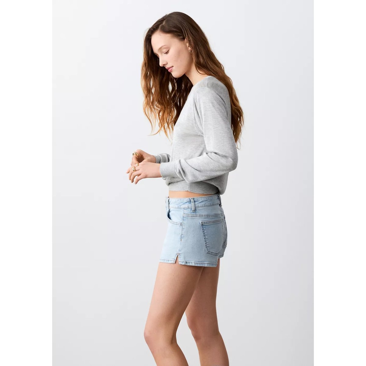 Short micro taille basse bleu clair, MANGO TEEN