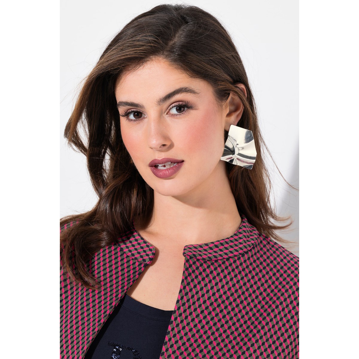 Veste jacquard coupe ouverte marine, ULLA POPKEN