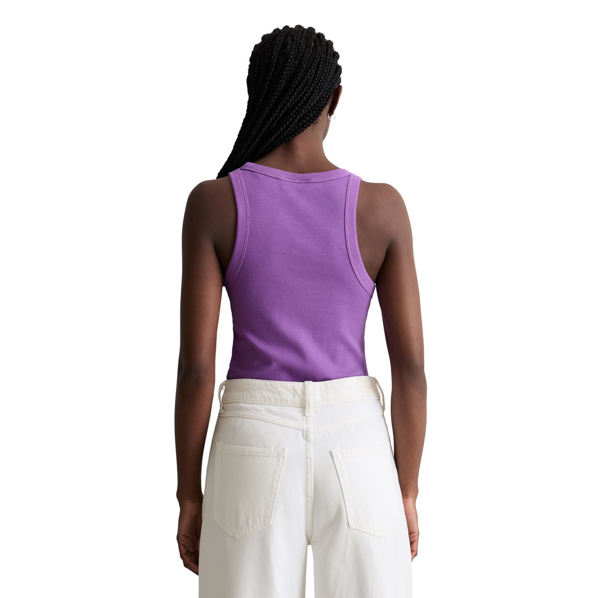 Débardeur côtelé DfC slim en jersey stretch de coton bio violet, MARC O’POLO DENIM