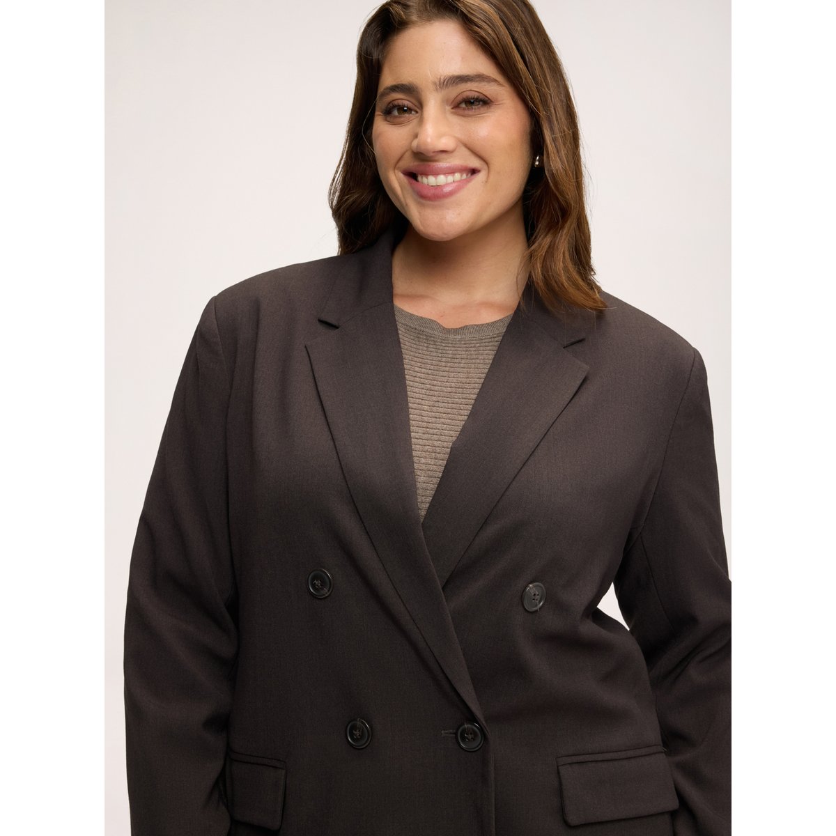 Blazer croisée structurée marron, FIORELLA RUBINO
