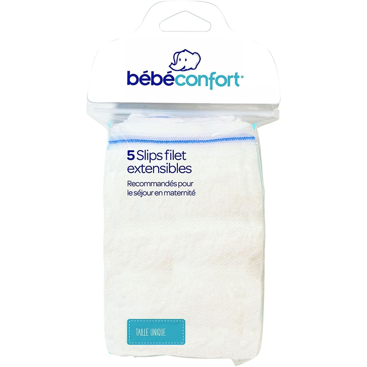 Lot de 5 slips jetables filet extensibles blanc, BEBECONFORT
