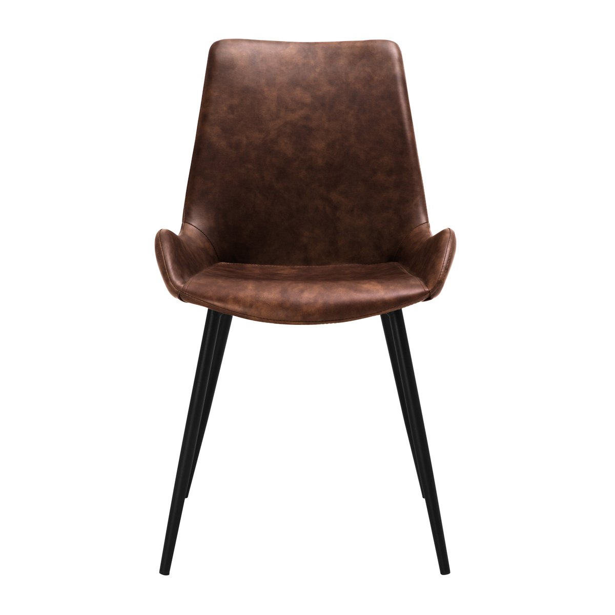Lot de 2 chaises en cuir synthétique - AUSTIN marron, MAISON PAVANE
