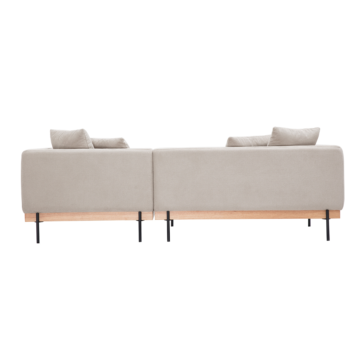 Canapé d'angle droit 4 places en tissu chenille beige et métal noir IVAR beige, MILIBOO