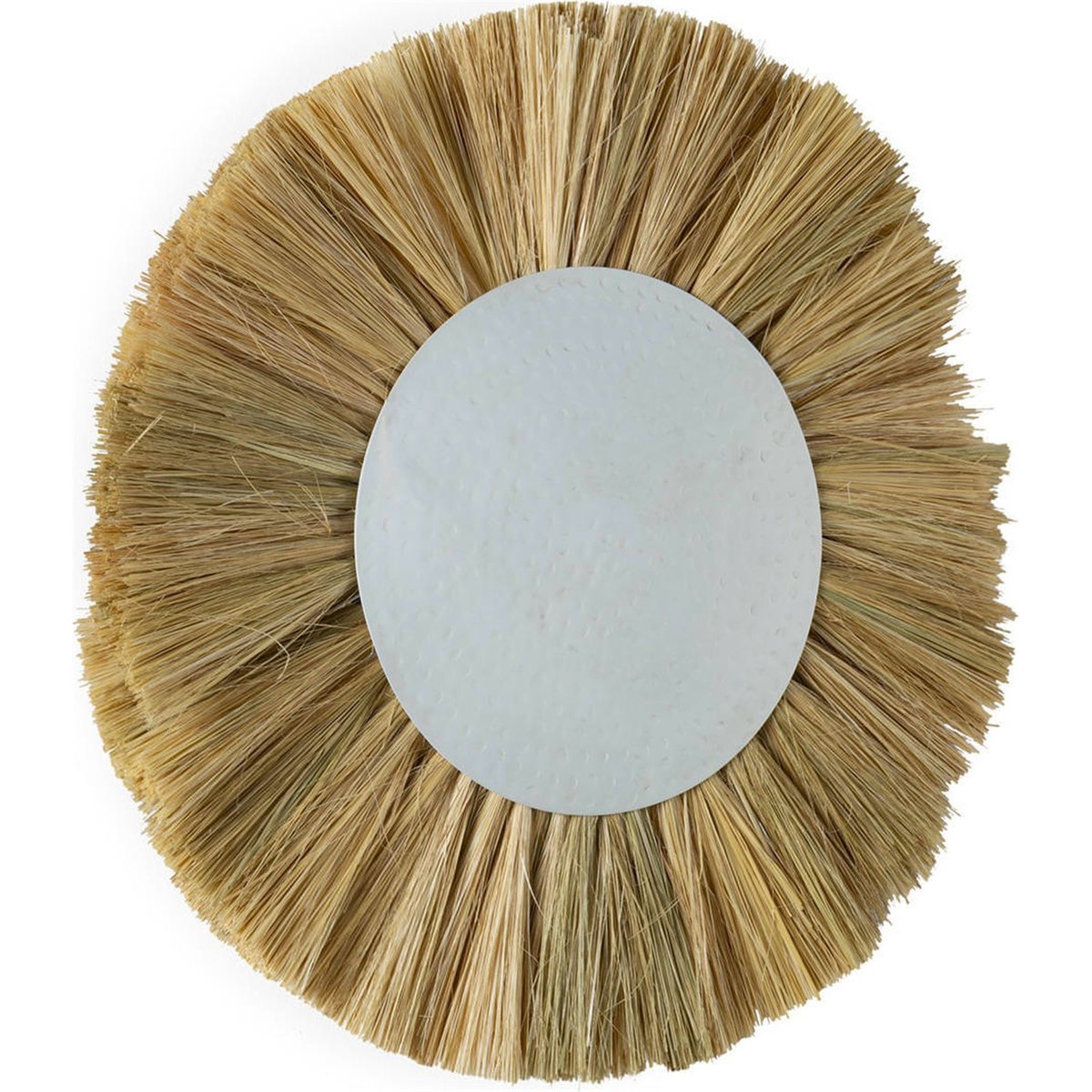 Applique ronde en herbe de mer et métal blanc vieilli et naturel, RECOLLECTION