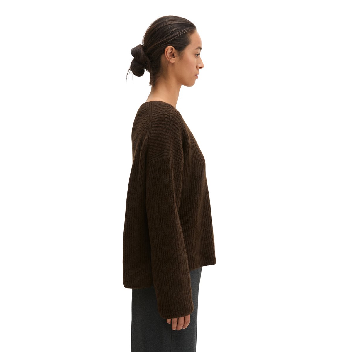 Pull en maille ample en mélange de laine vierge douce marron, MARC O'POLO