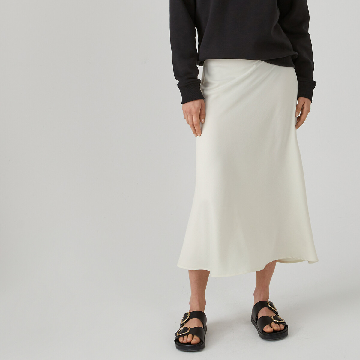 Leren muiltjes met dubbele gesp, Signature SALOME zwart, LA REDOUTE COLLECTIONS