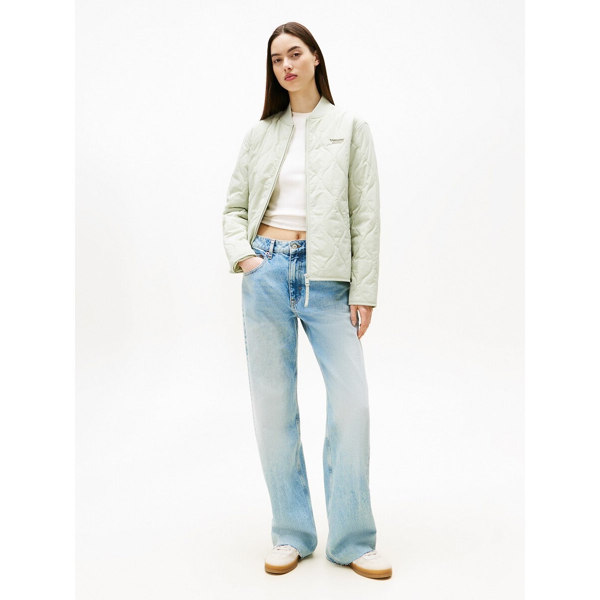 Quilted Zip-Up Jacket light green, TOMMY JEANS