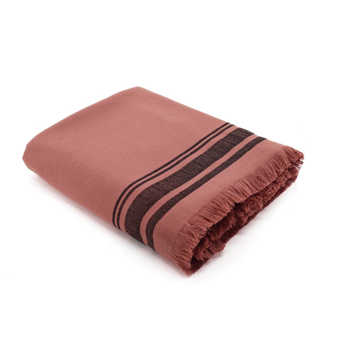 Fouta éponge coton FARO Made in Europe terracotta / noir, FEBRONIE