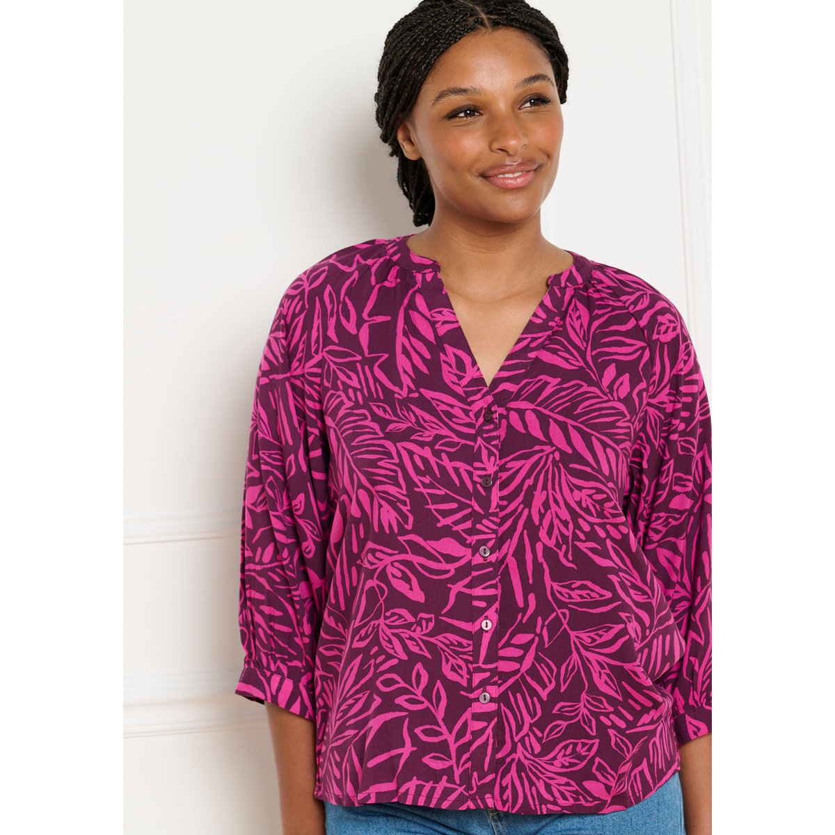 Blouse fluide imprimée aubergine, LOLALIZA