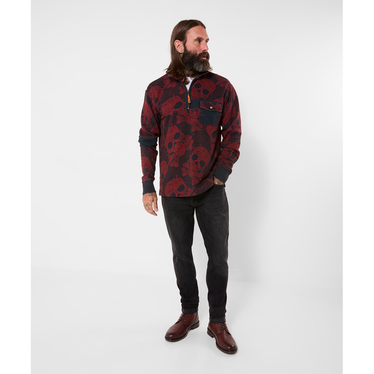 Sensationnel Sweat Col Cheminée Imprimé Tête de Mort multicolore, JOE BROWNS