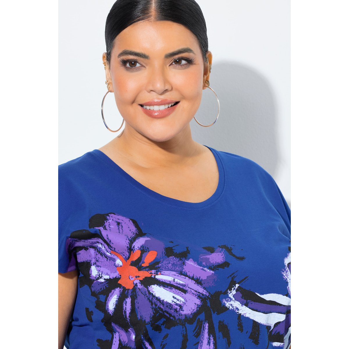 T-shirt oversize, imprimé à fleurs bleu roi, ULLA POPKEN