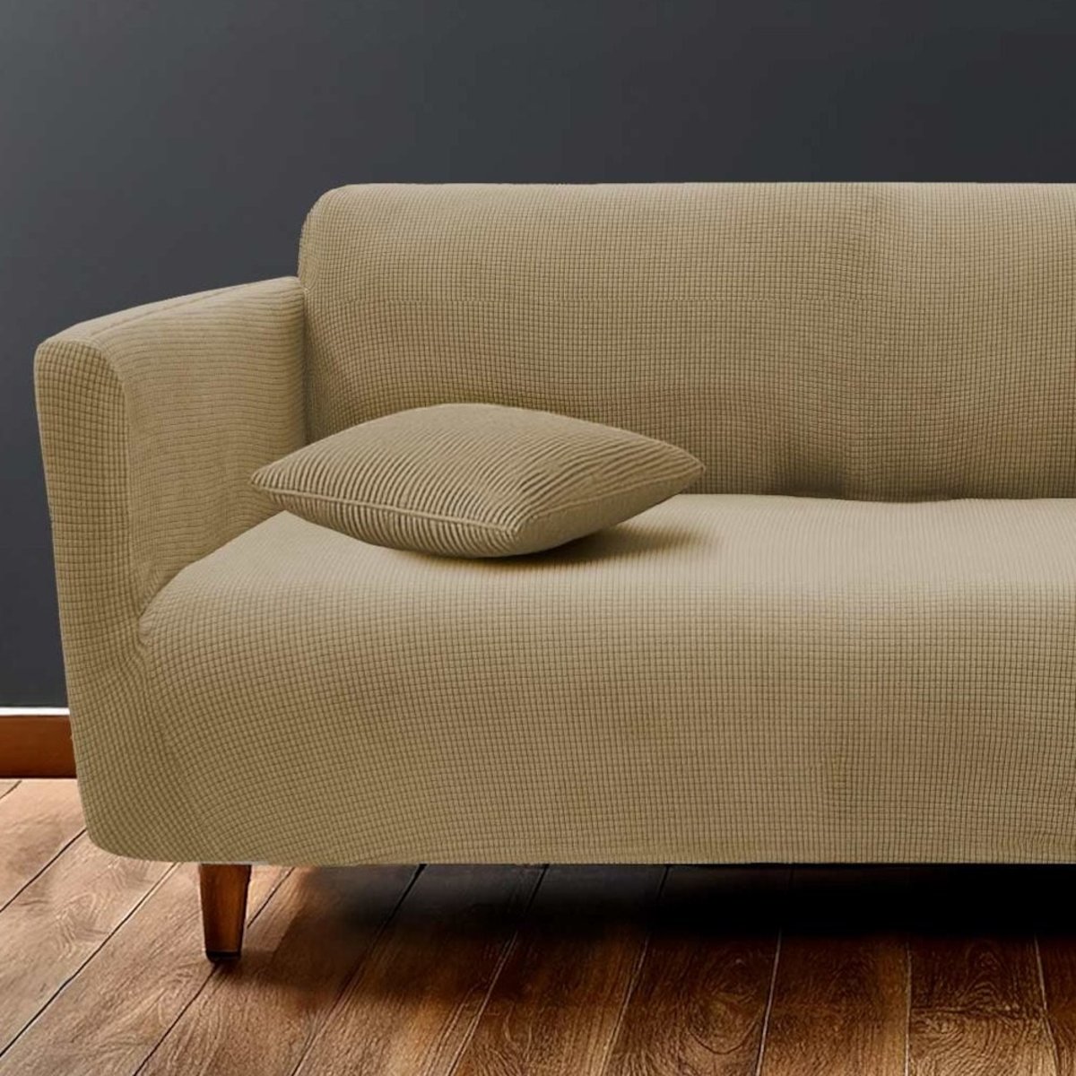 Housse De Canapé Extensible En Polyester Gaufré Coloris Beige beige, DECORATIE