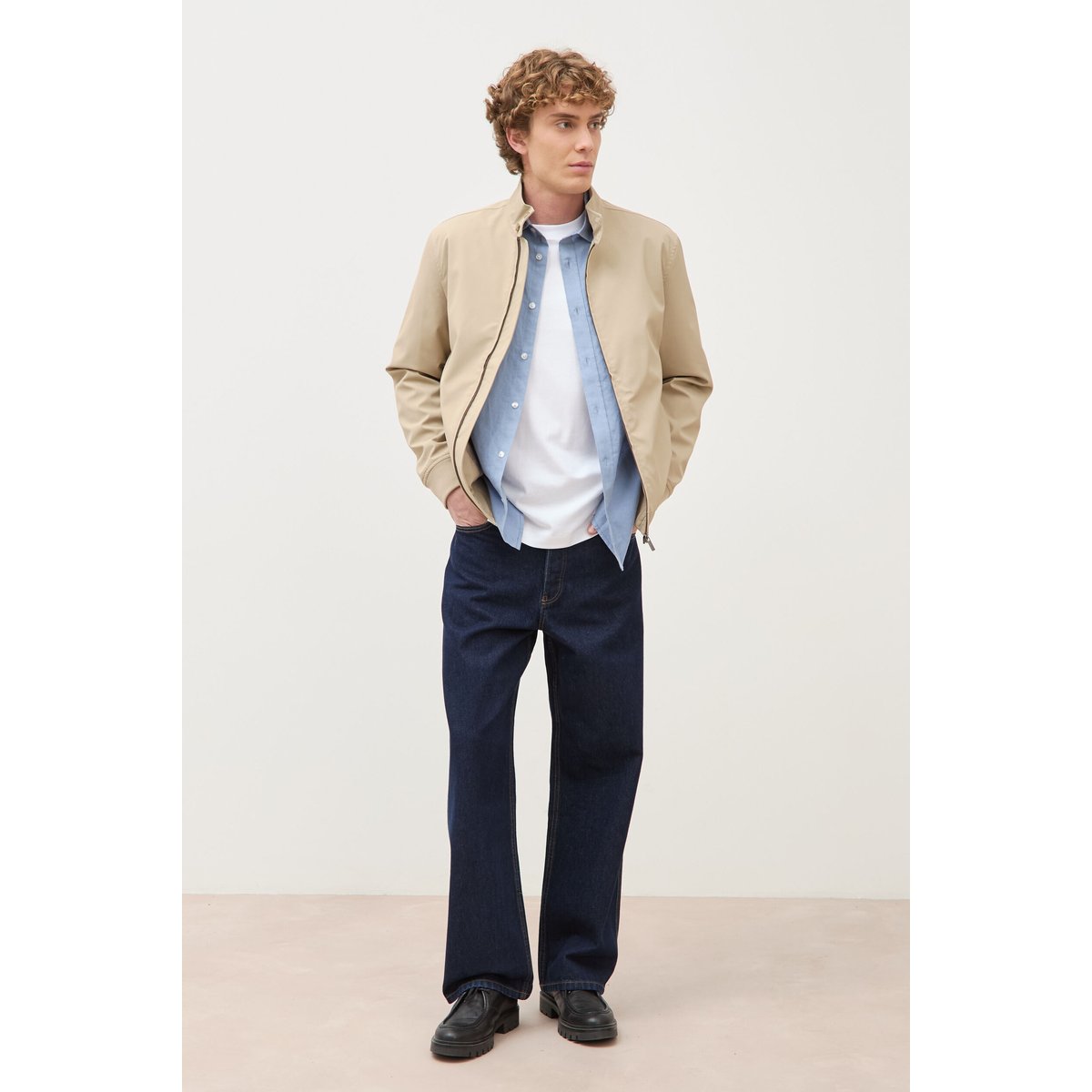 Blouson col camionneur manches longues beige, BONOBO