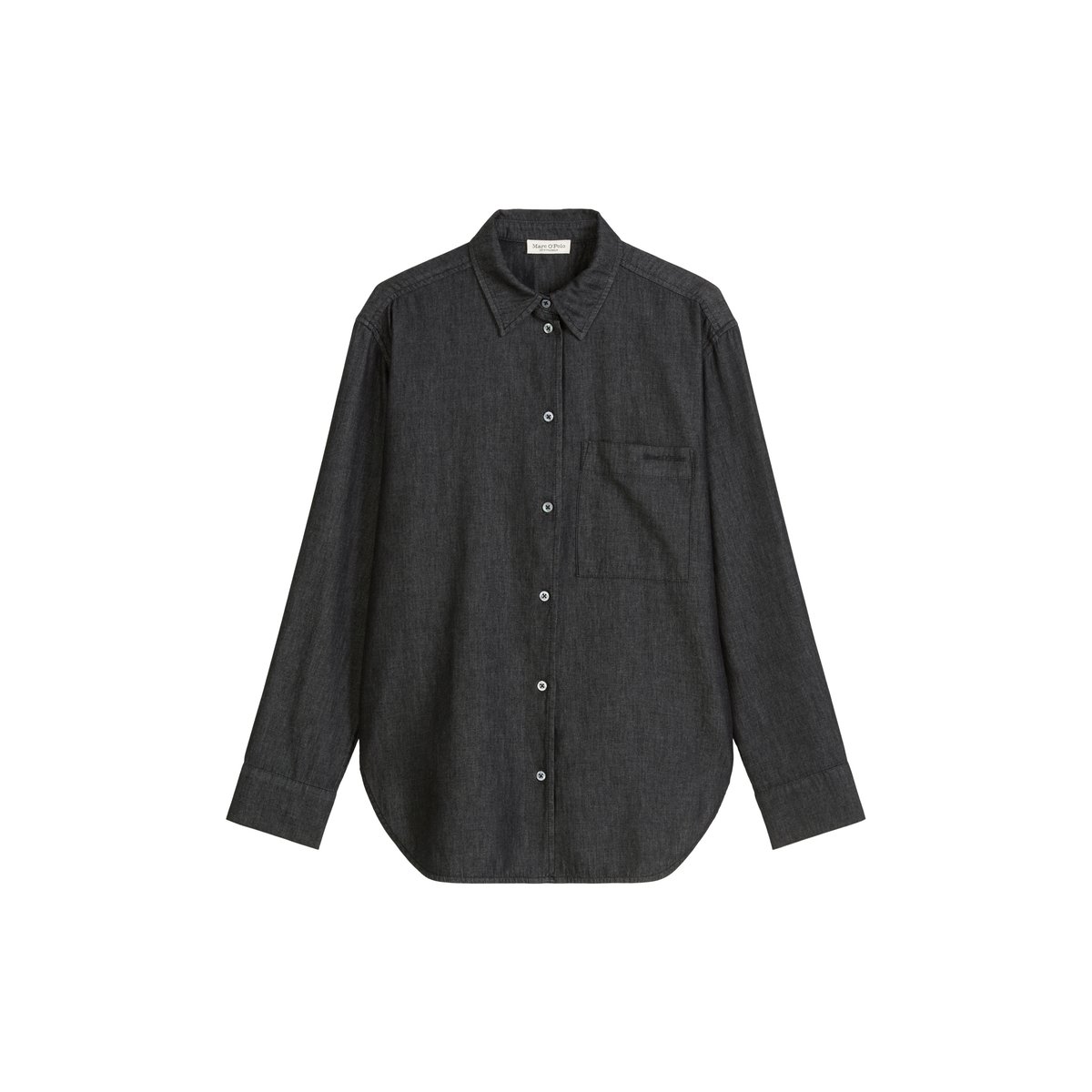 Blouse relaxed en coton chambray bleu fooncé, MARC O'POLO