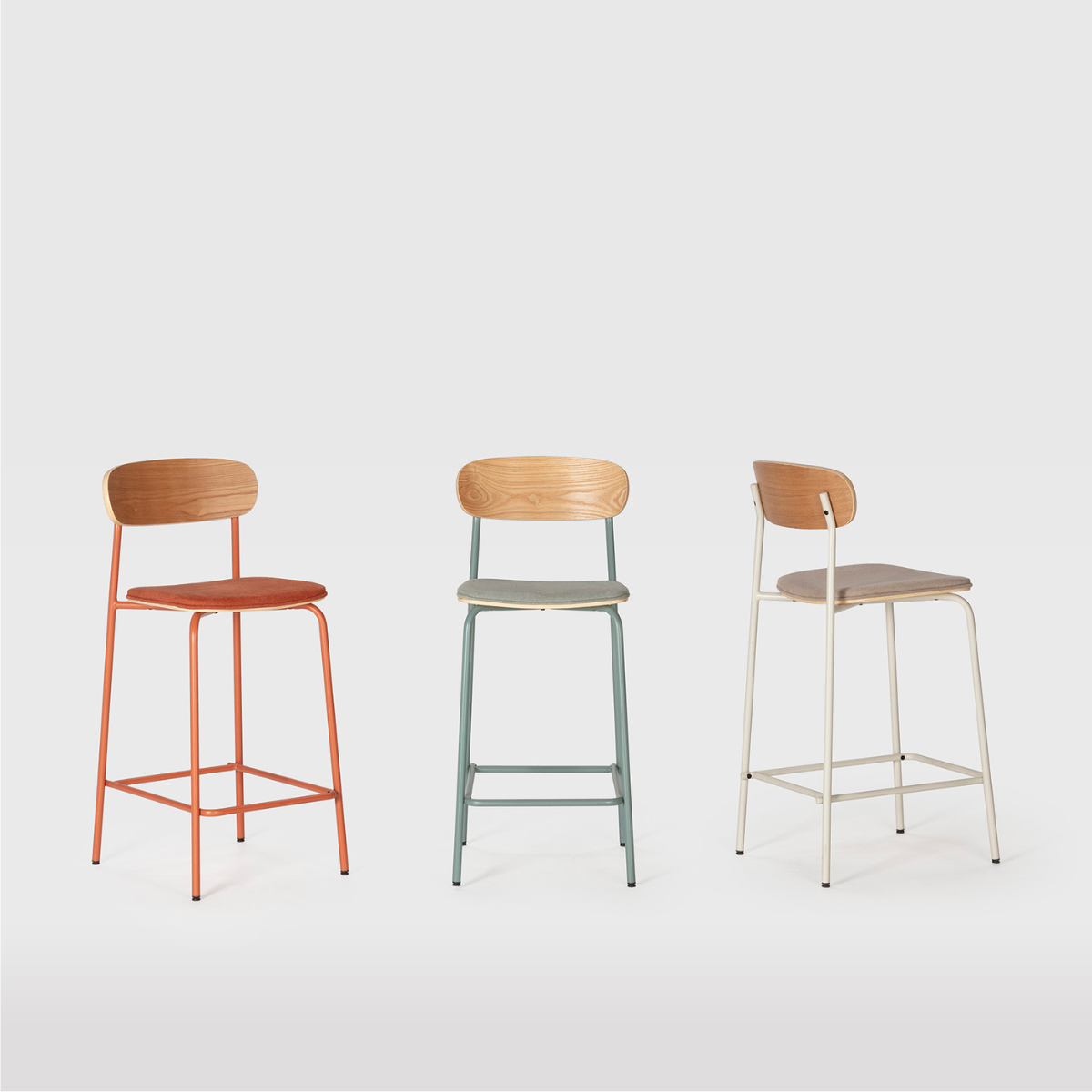 Lot de 2 chaises de bar en tissu et métal H66cm- ARNO rouille, DRAWER