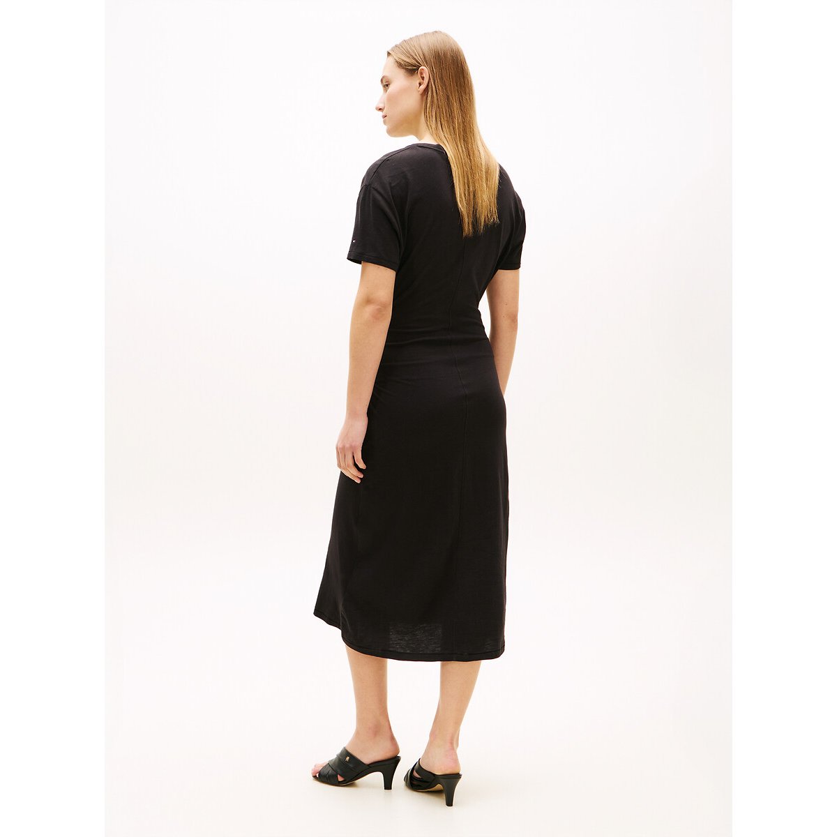 Robe T-shirt au genou manches courtes nouée noir, TOMMY HILFIGER