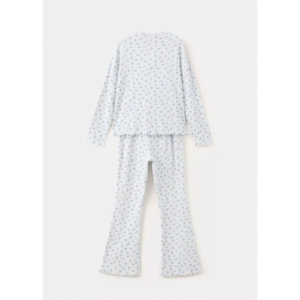 Pyjama long imprimé fleuri gris chiné clair, MANGO KIDS