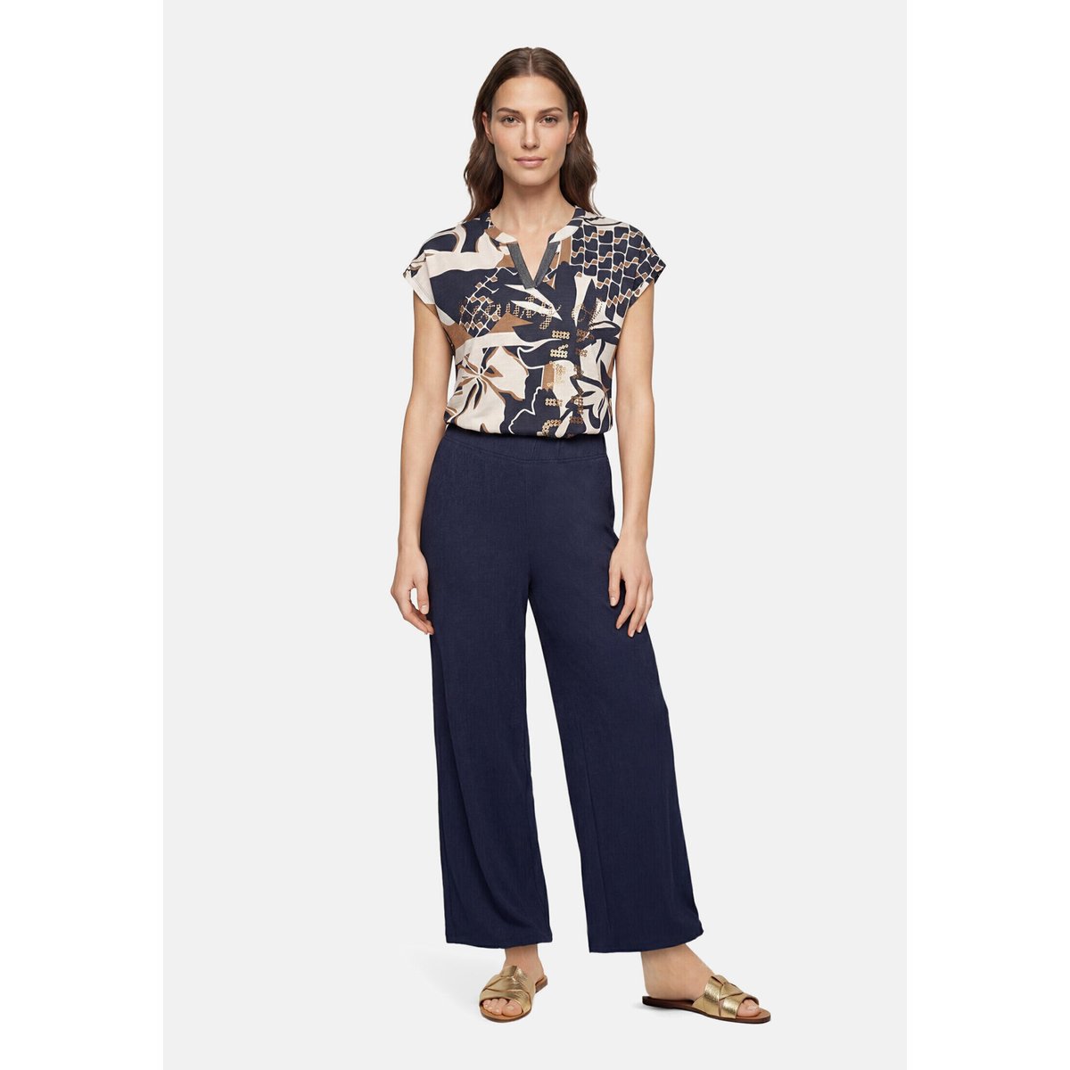 Haut casual à empiècement façon blouse dark blue/nature, BETTY BARCLAY