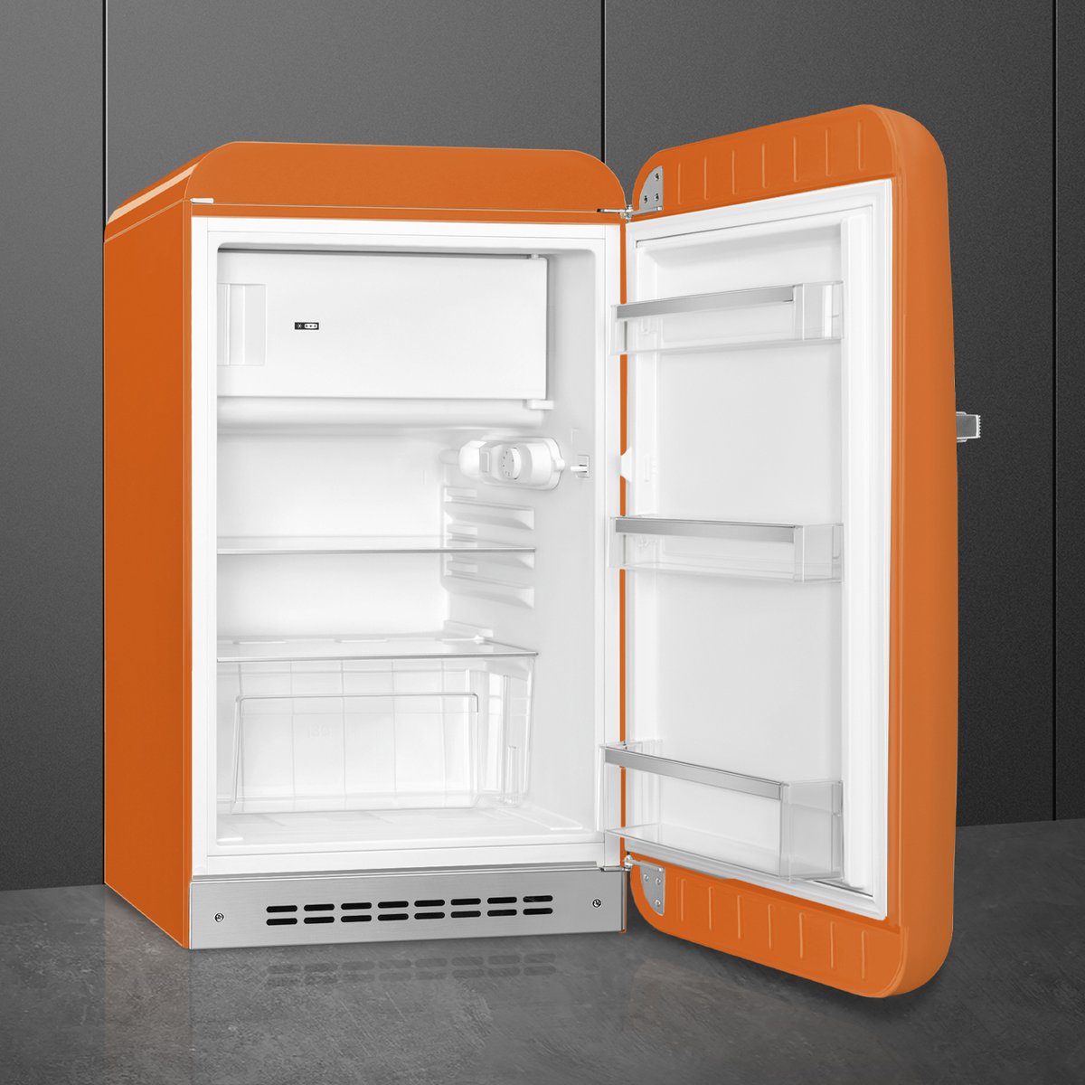 Mini réfrigérateur 1 porte poignée à gauche FAB10 orange brillant, SMEG