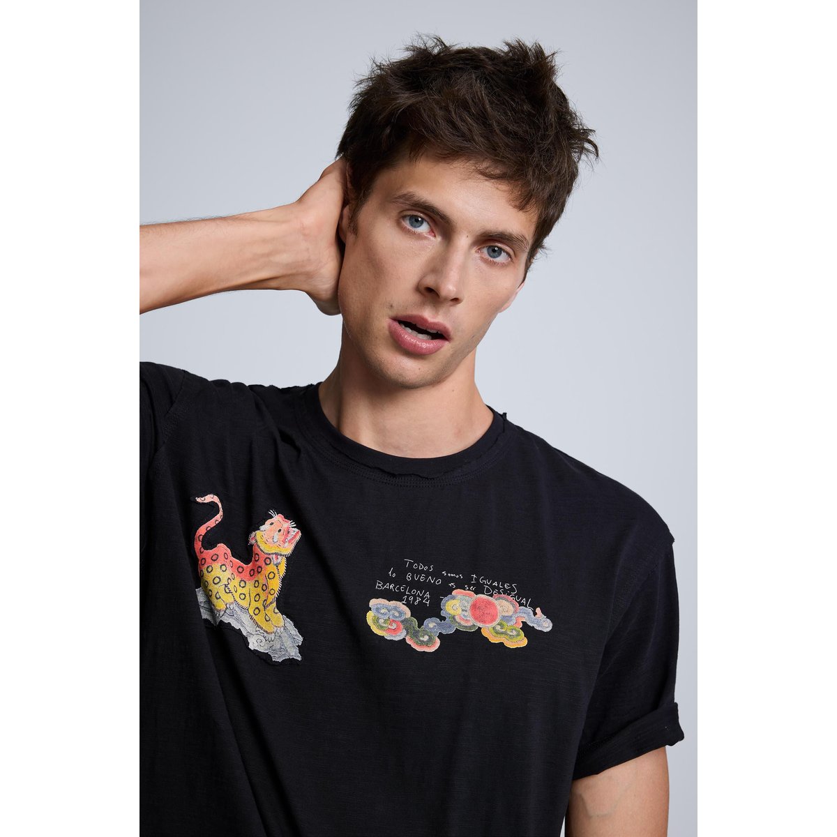 T-shirt imprimé noir, DESIGUAL