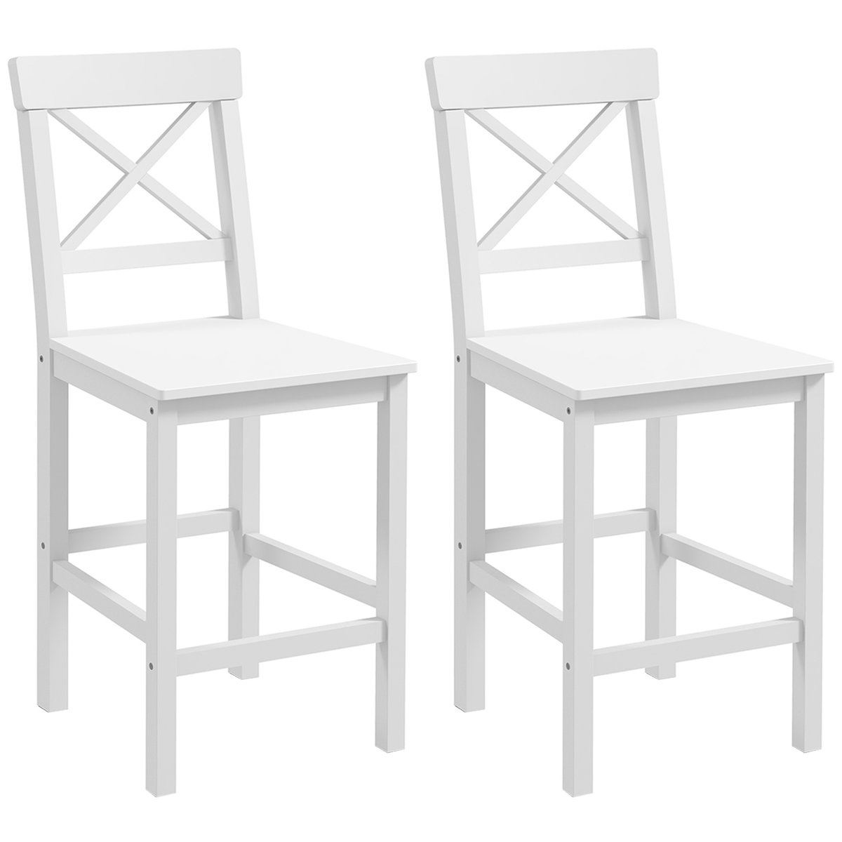 Tabouret de bar Bois de pin Blanc blanc, HOMCOM