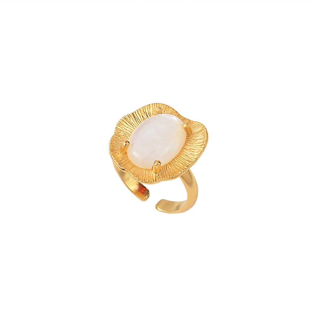 Bague nacre blanche dorée - swann blanc, CAROLINE NAJMAN