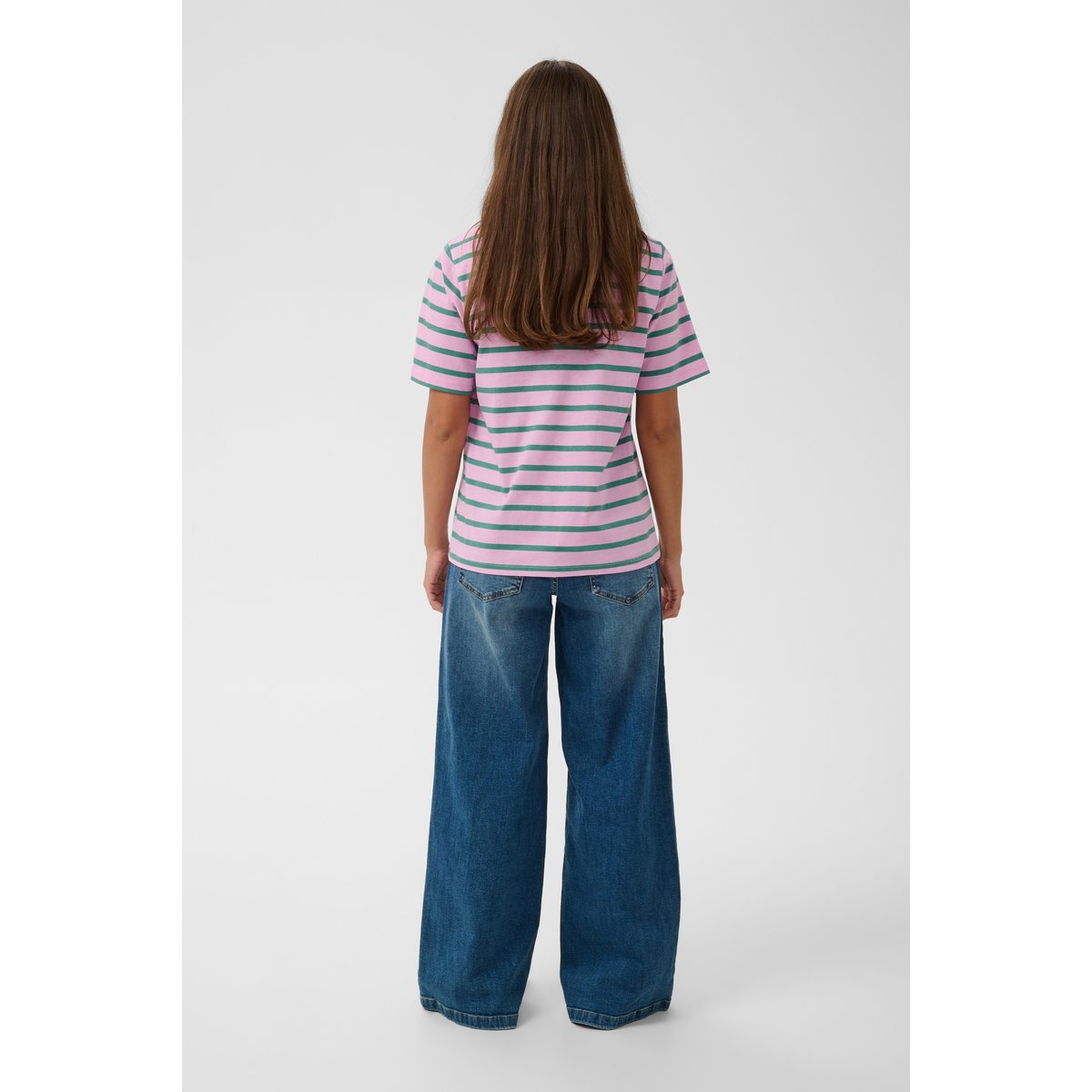 T-shirt rose vert pink/green stripe, CULTURE