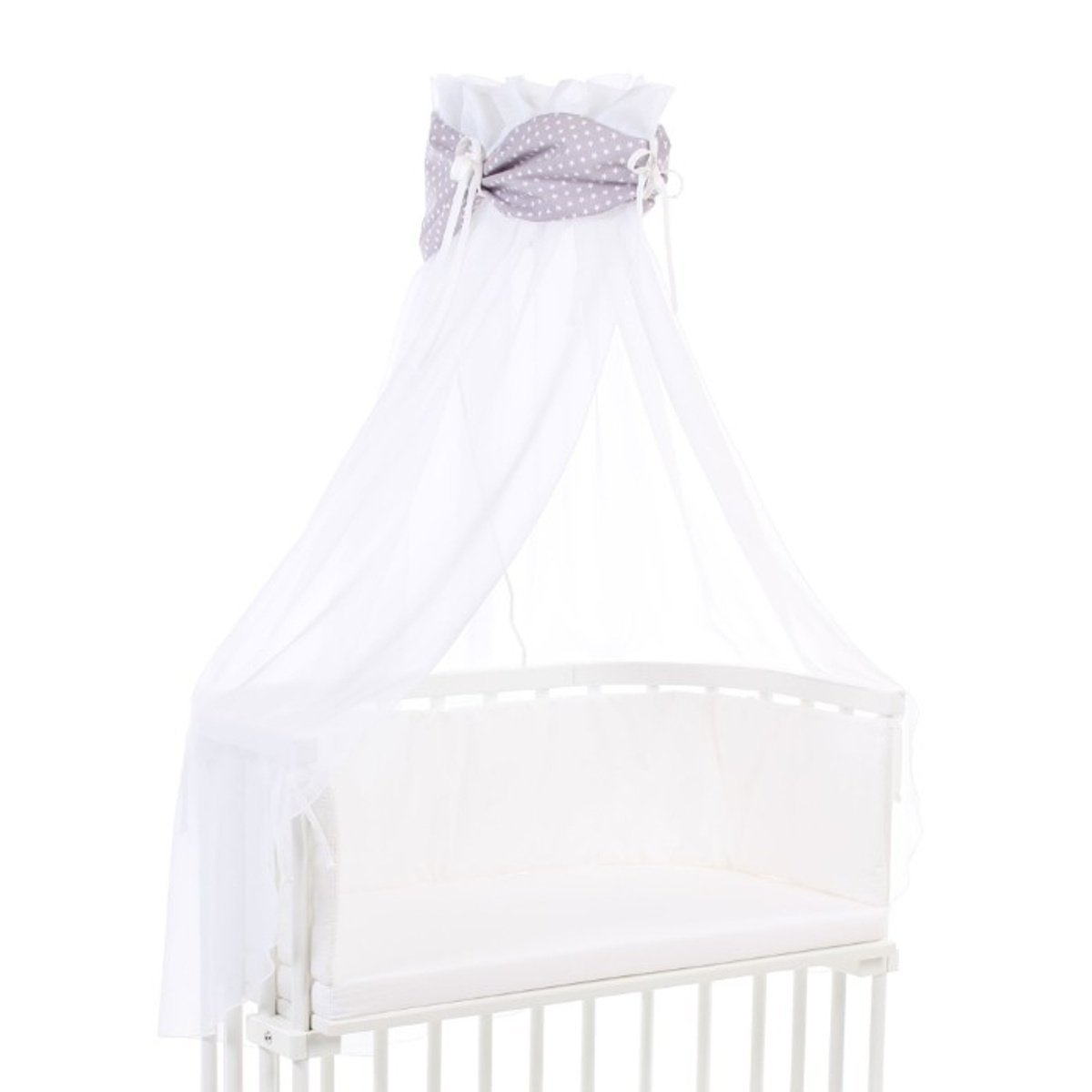 Ciel de lit coton organique pour berceaux Cododo  étoiles gris étoiles blanches, BABYBAY