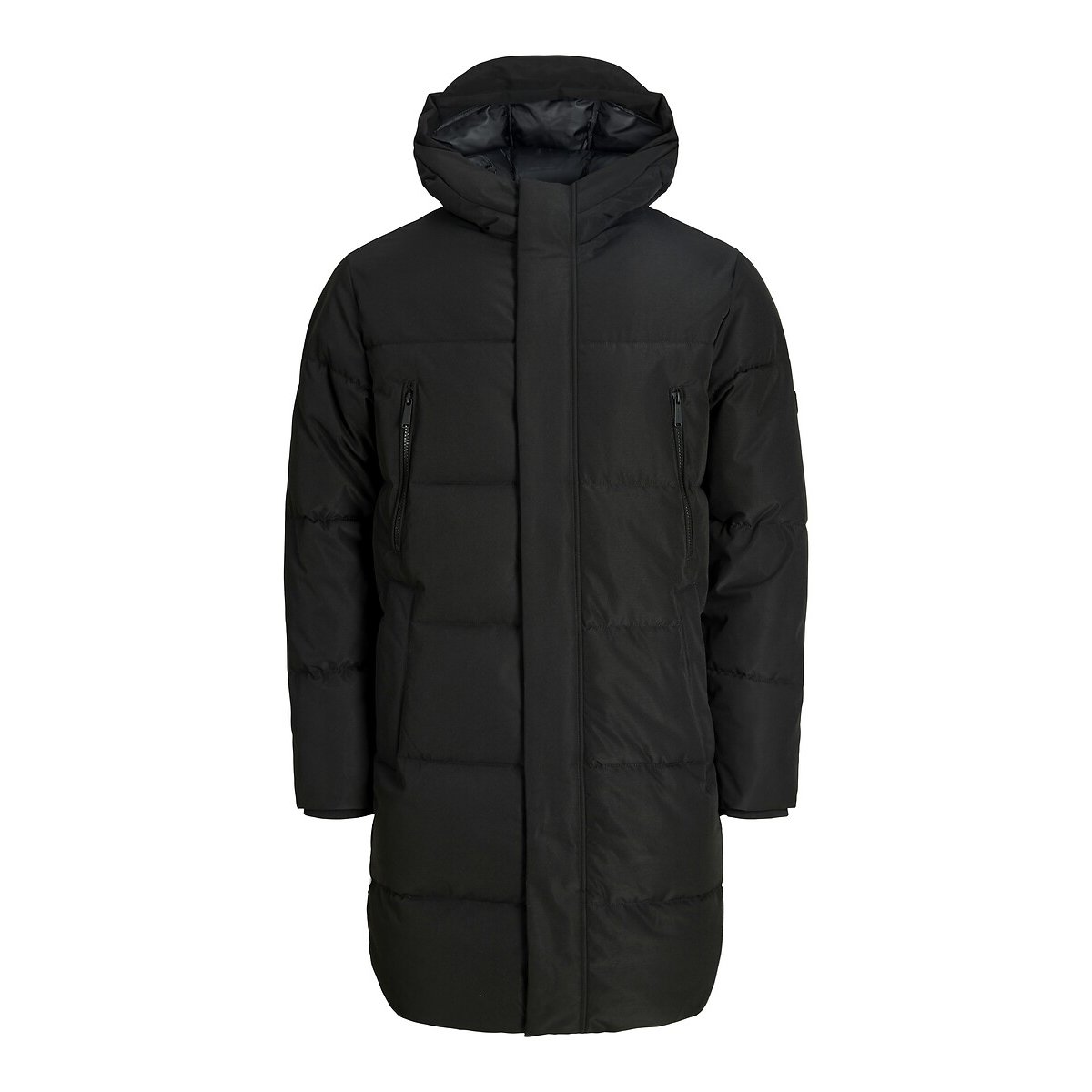 Blusão de comprimento médio com capuz fixo e gola subida, especial inverno preto , JACK & JONES