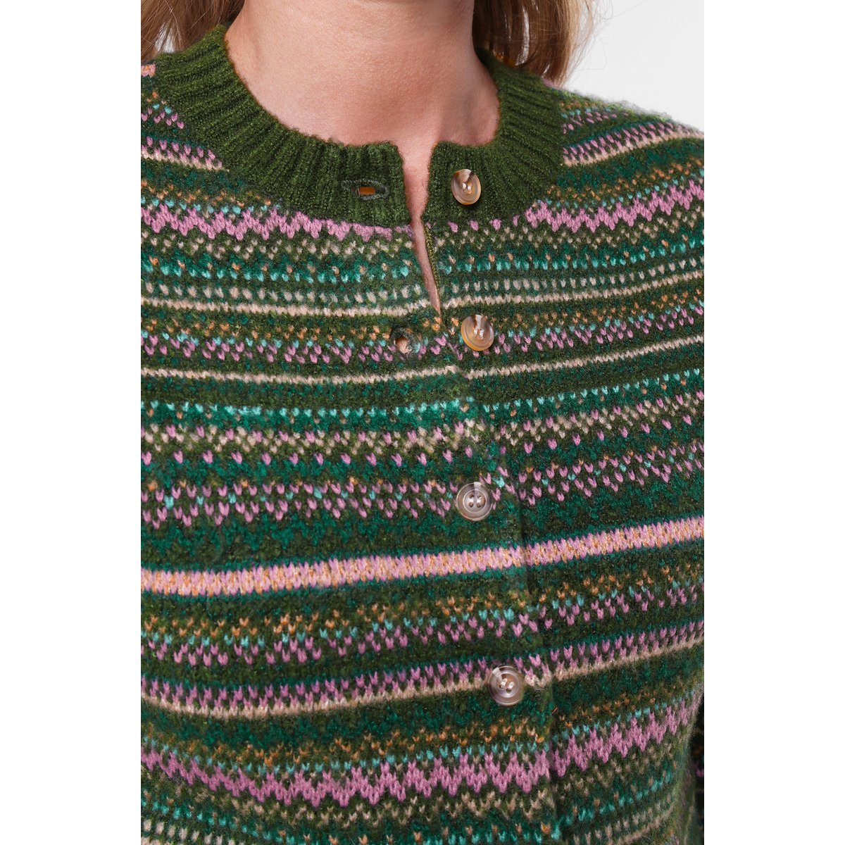 Cardigan Fair Isle Jours Douillets vert, JOE BROWNS