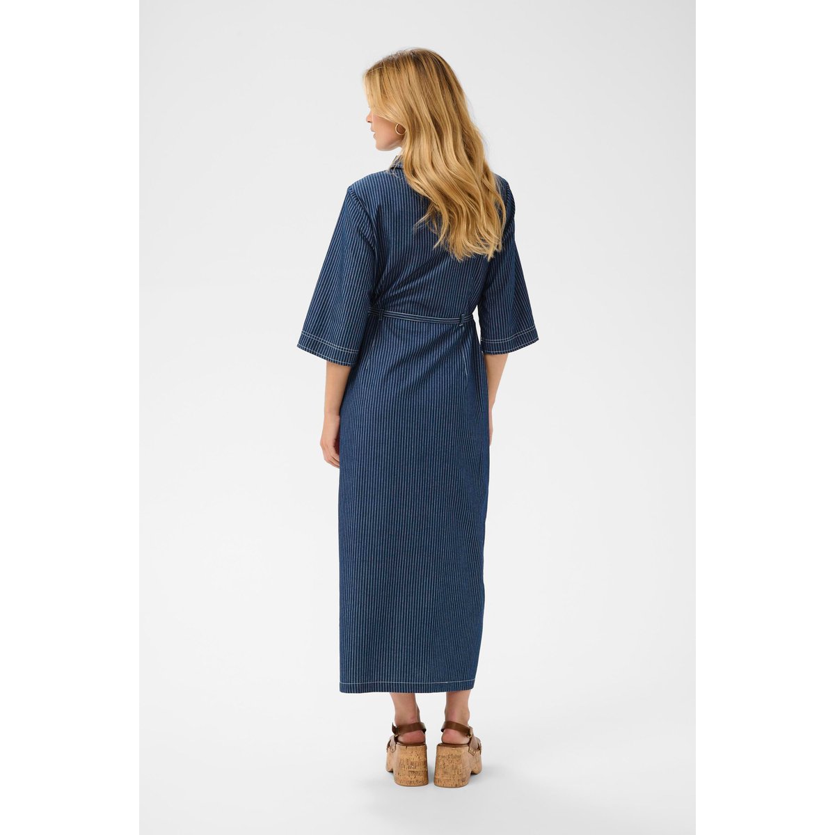 Robe bleu rossland pinstriped denim, CREAM