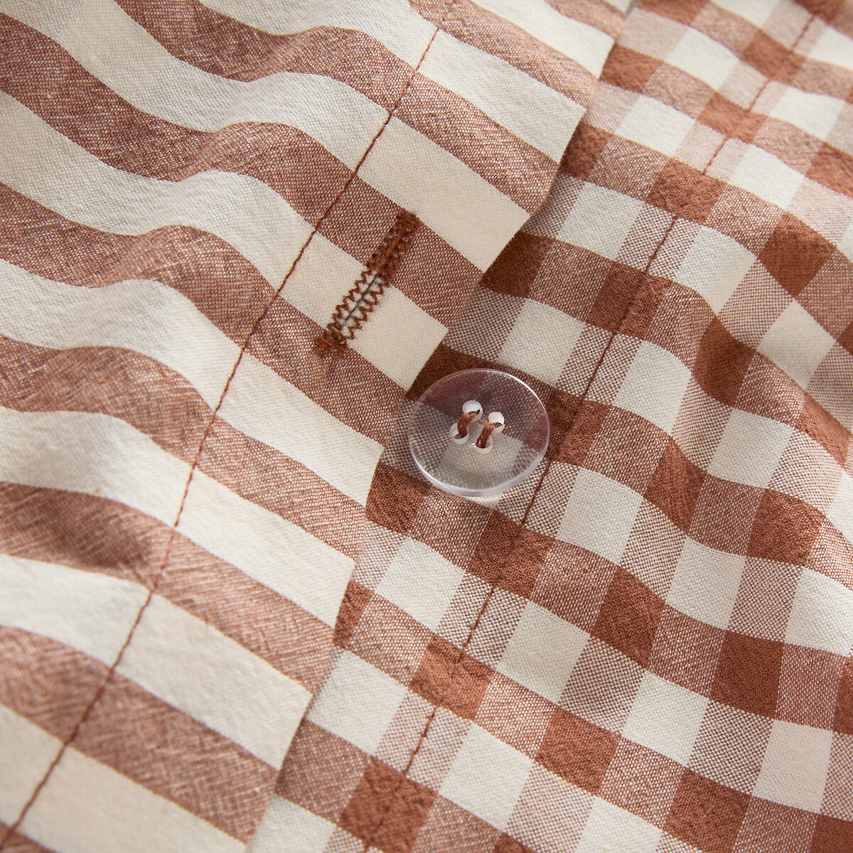 Dekbedovertrek seersucker katoen Cottage caramel karamel, LA REDOUTE INTERIEURS