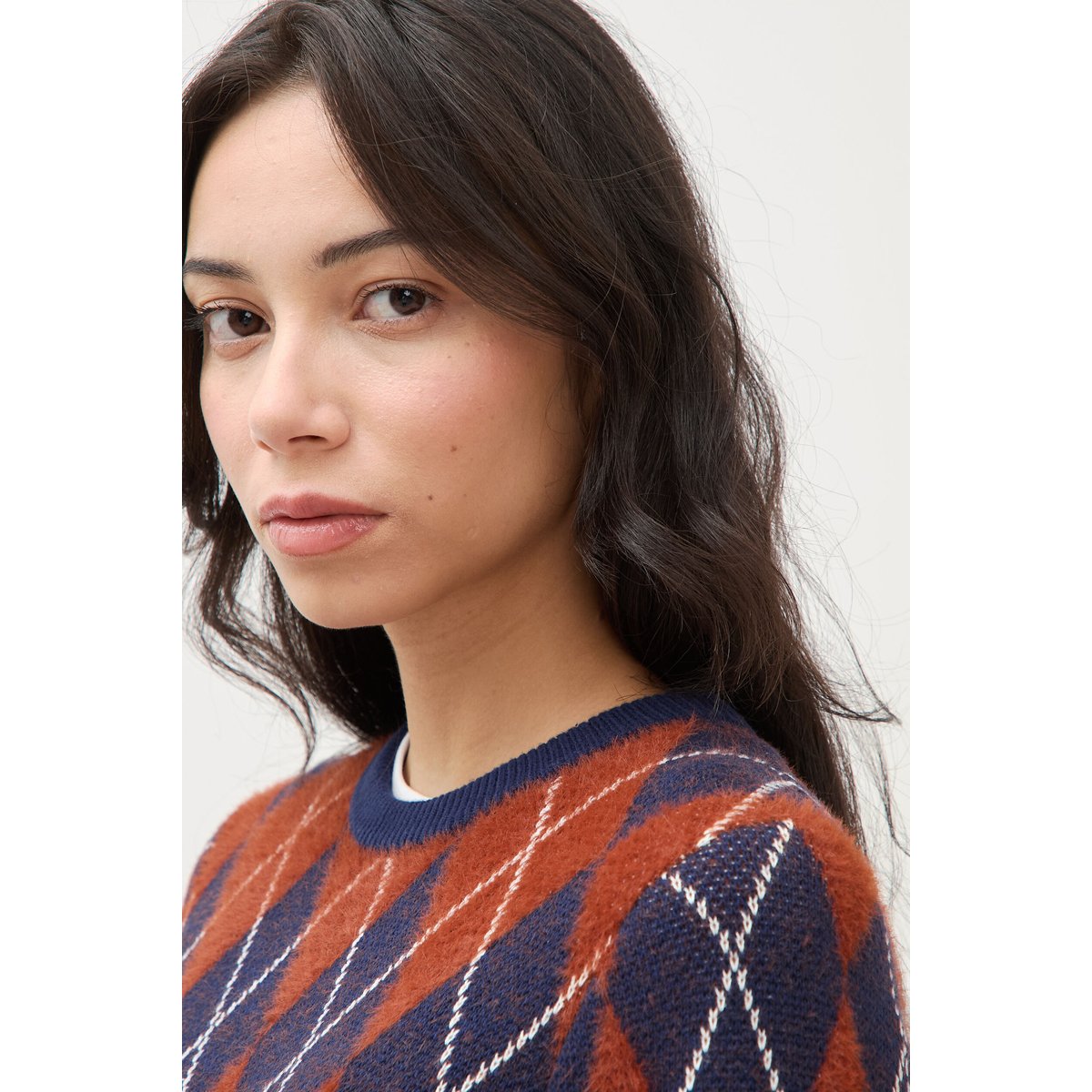Pull droit manches longues col rond orange citrouille, BONOBO