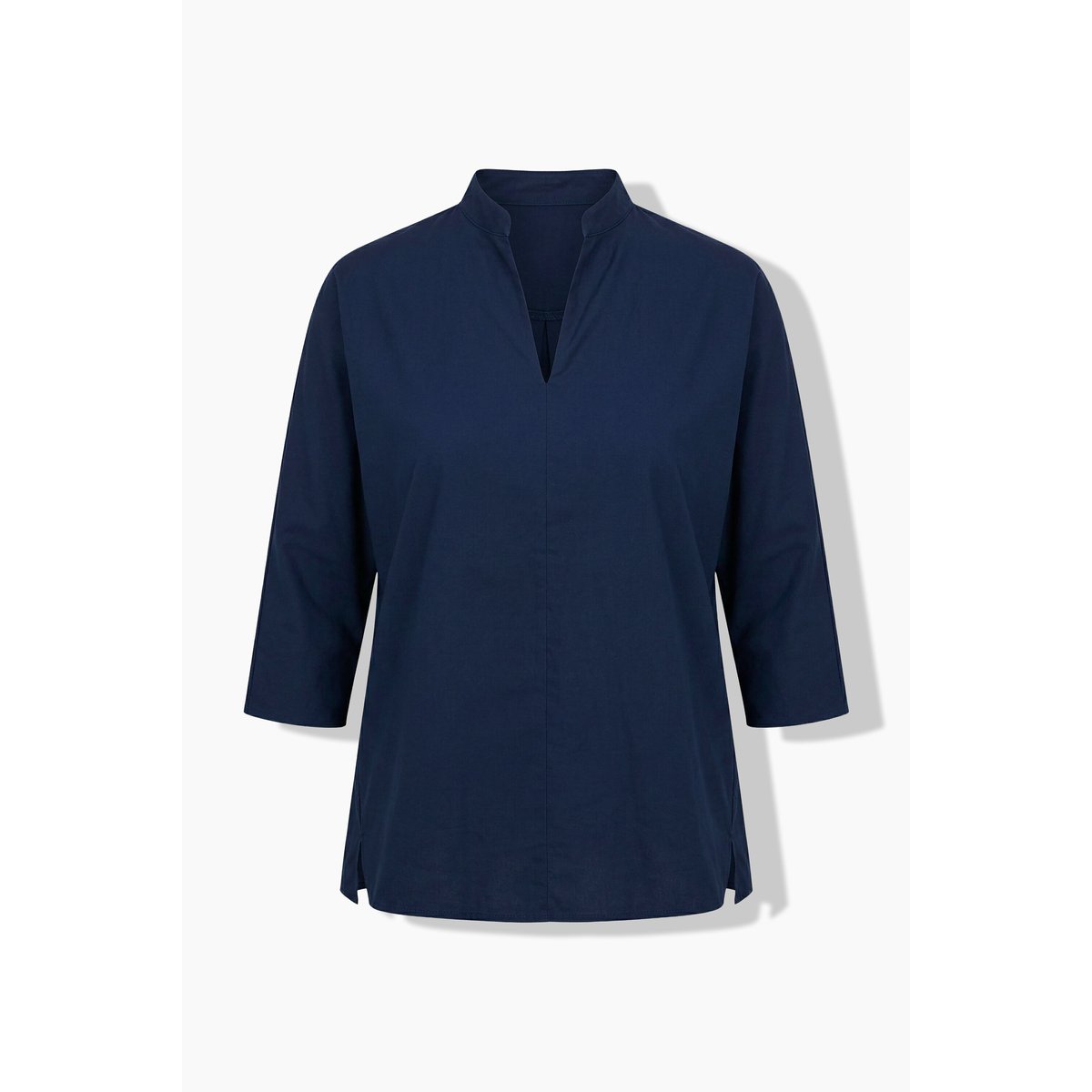 Blouse en coton bio, coutures fantaisie marine, ULLA POPKEN