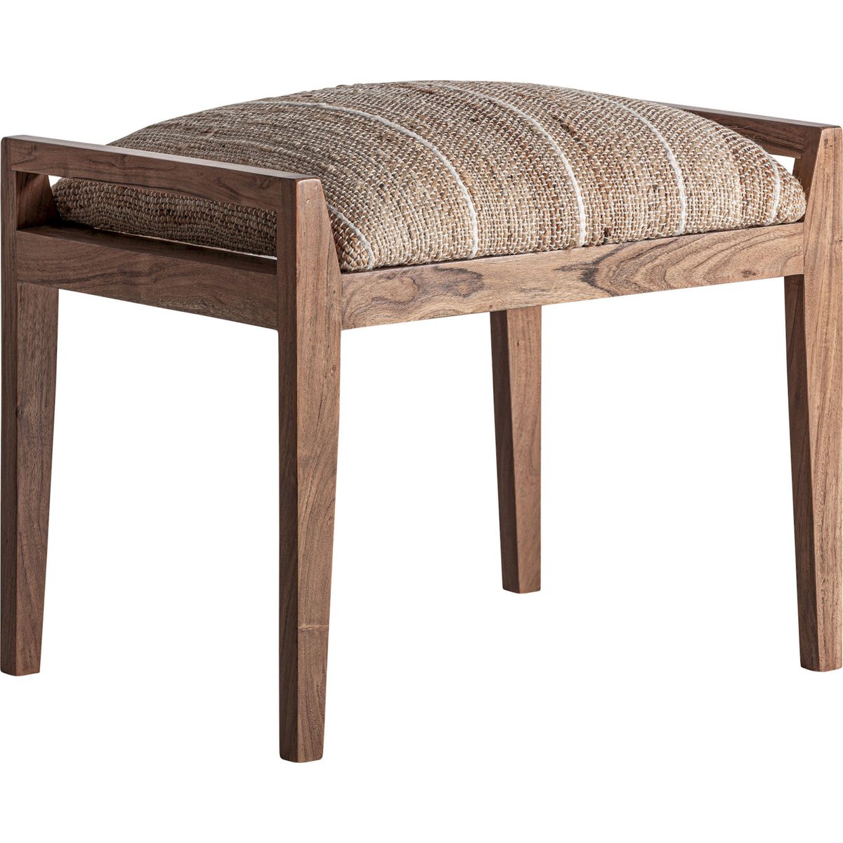 Repose-pieds bohème en bois et jute marron et beige, RECOLLECTION