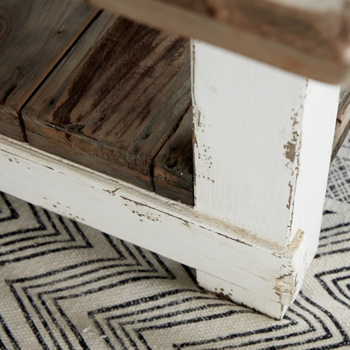 Table basse en bois recyclé massif 140 cm double plateau ATLANTIC blanc, BERAH GETAH